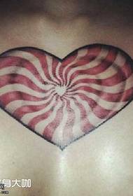 Chest Japanese Heart Flag Tattoo Pattern