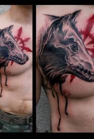 nou școală diavol câine avatar model de tatuaj piept