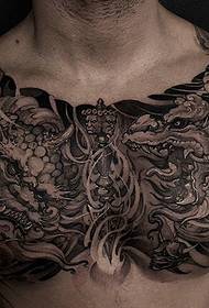 domineering chest black and white totem tattoo tattoo