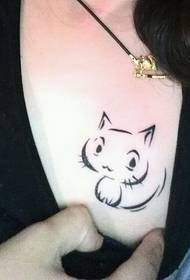 female chest cute simple Kitten Tattoo