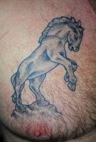Chest Stone Horse Tattoo Pattern