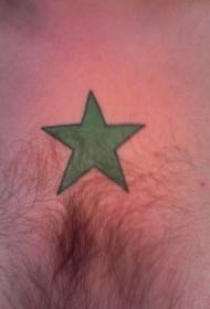 patrón de tatuaxe de peito verde estrela