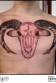 chest creepy goat tattoo pattern