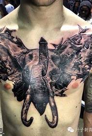 chest domineering fashion elephant head tattoo pattern