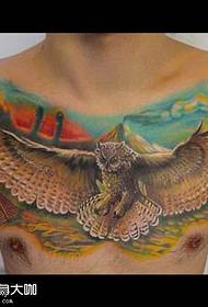 chest personality owl tattoo pattern