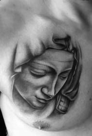 male chest thoughtful religious portrait Tattoo pattern