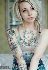 chest woman tattoo pattern