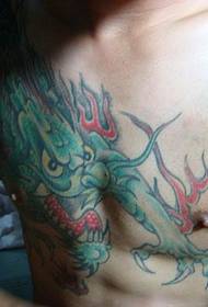 man chest green dragon tattoo picture