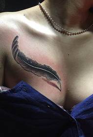 beauty sexy chest 3D feathers Tattoo