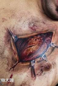 chest dead skin heart tattoo pattern