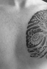 mtundu wamtundu wakuda wa chrysanthemum tattoo