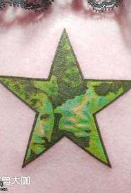 green five-star tattoo pattern