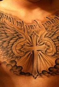 full-breasted beautiful angel wings tattoo pattern