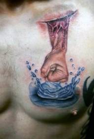 incroyable motif de tatouage au poing et à l'eau