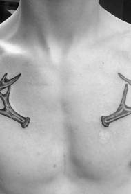 chest cute antler tattoo pattern