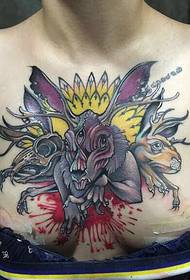 women's chest alternative color totem tattoo picture