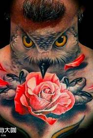 chest rose eagle tattoo pattern