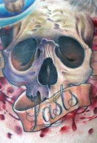 chest illustration style color skull letter tattoo pattern