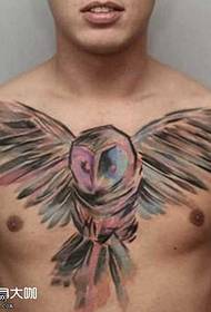 chest owl tattoo pattern