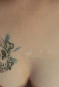 glamorous chest personality skull tattoo work