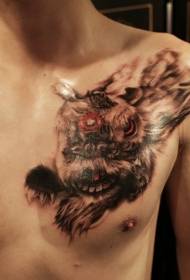 poitrine étrange couleur fantaisie créature motif de tatouage