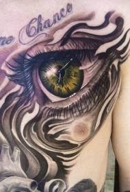 chest realistic pupil clock tattoo pattern