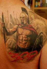 takaisin värikäs Spartan tatuointikuvio