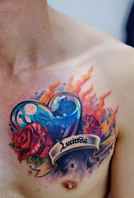 tatuaggio roseo amore pre-toracico