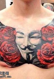 chest V word mask tattoo Pattern