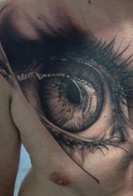 chest very realistic eye tattoo pattern