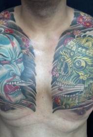 Mann Boobs japanischen Schädel Tattoo und Weisheit