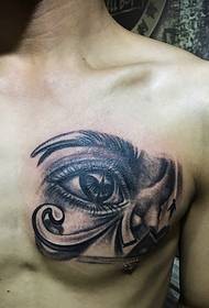 chest black and white 3d eye tattoo pattern is very bright