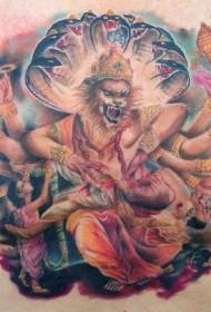 chest colored fantasy Hindu goddess tattoo pattern