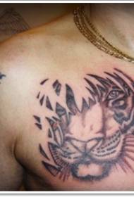 piept design simplu culoare tigru portret model tatuaj