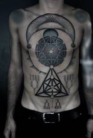 geometrisk symbol för bukbröstet personifierade tatueringsmönster