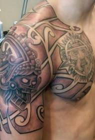 shoulder classic tribal armor and various sculpture tattoo designs