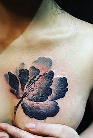 nude sister paper chest ink flower tattoo very Feminine