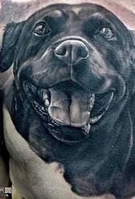 Chest Black Bulldog Tattoo Pattern