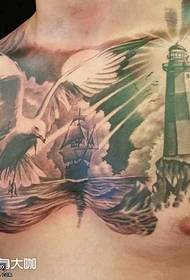 chest lighthouse tattoo pattern