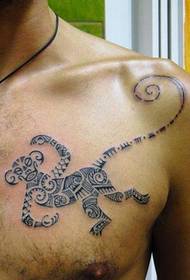 male chest monkey totem tattoo
