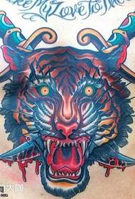 chest killing tiger head tattoo pattern