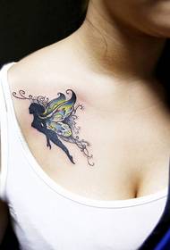 emakumezkoen bularreko tximeleta elfo tatuaje eredua