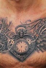 Chest Alarm Wings Tattoo Pattern