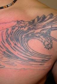 Chest Wave Storm Tattoo Patroon