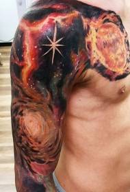 Half-colored deep space star tattoo pattern