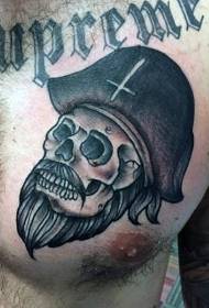 modèle de tatouage de lettre de crâne de pirate de poitrine