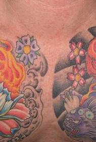 Chest Colour Lotus tattoo
