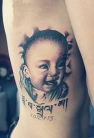 beauty chest side cute baby tattoo patroon