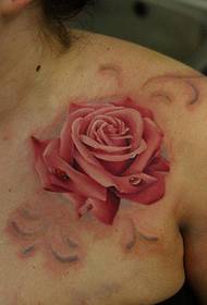 European and American color realistic rose tattoo picture