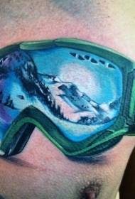 лыжныя акуляры на грудзях каляровы малюнак татуіроўкі 52577 - прыгожыя крылы на грудзях і крылы ў форме сэрца